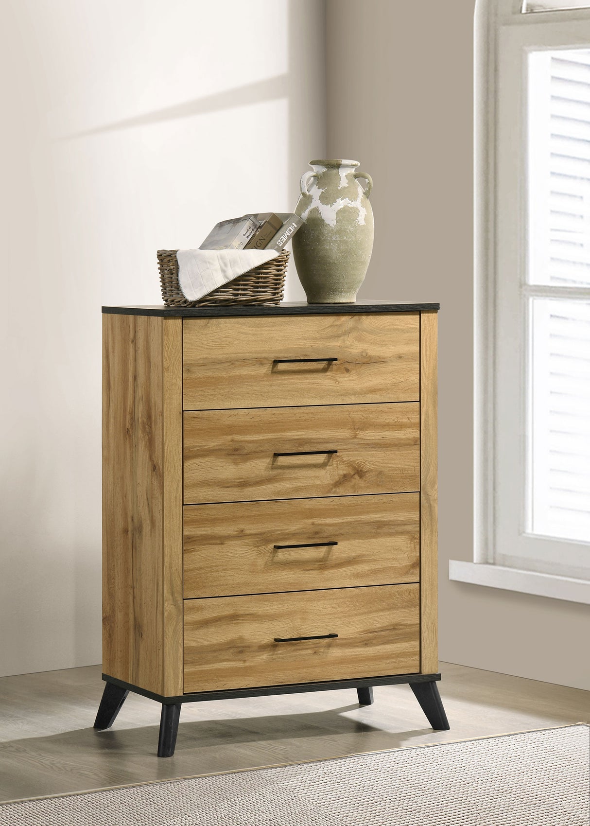 Kaywood 4-drawer Bedroom Chest of Drawers Natural Pine - Home Elegance USA