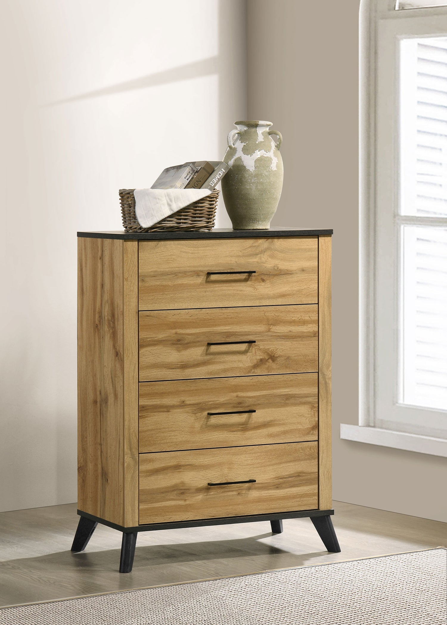 Kaywood 4-drawer Bedroom Chest of Drawers Natural Pine - Home Elegance USA