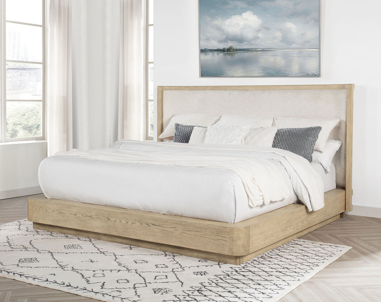 Kailani 49-inch Eastern King Wingback Bed Beige Oak
