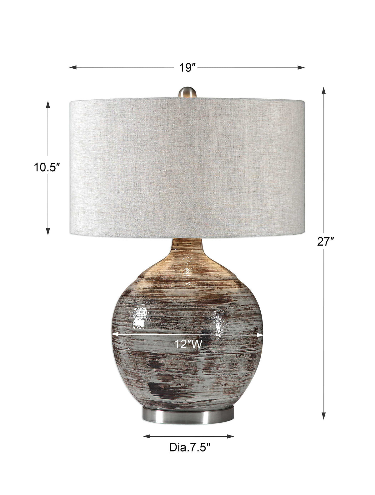 Tamula Table Lamp Distressed Ivory - Silver / Light Brown by Uttermost - View 5