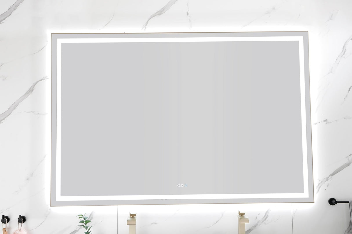 84in. W x 48in. H Oversized Rectangular Black Framed LED Mirror Anti - Fog Dimmable Wall Mount Bathroom Vanity Mirror HD Wall Mirror Kit For Gym And Dance Studio 48X 72Inches With Safety Ba | Home Elegance USA