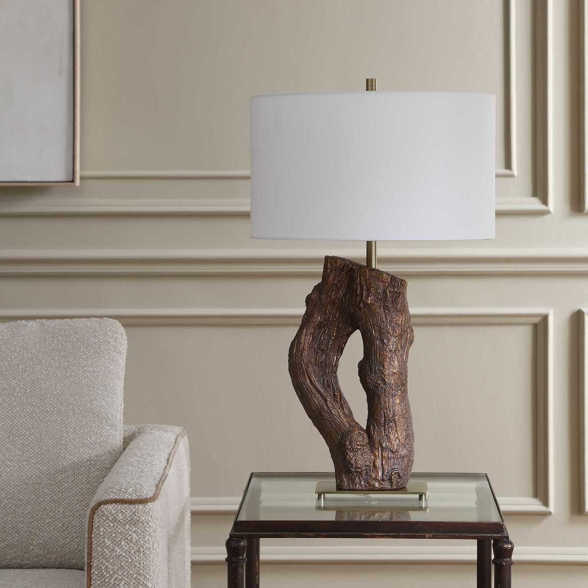 Namath Wood Table Lamp - Dark Brown / White by Uttermost - View 3