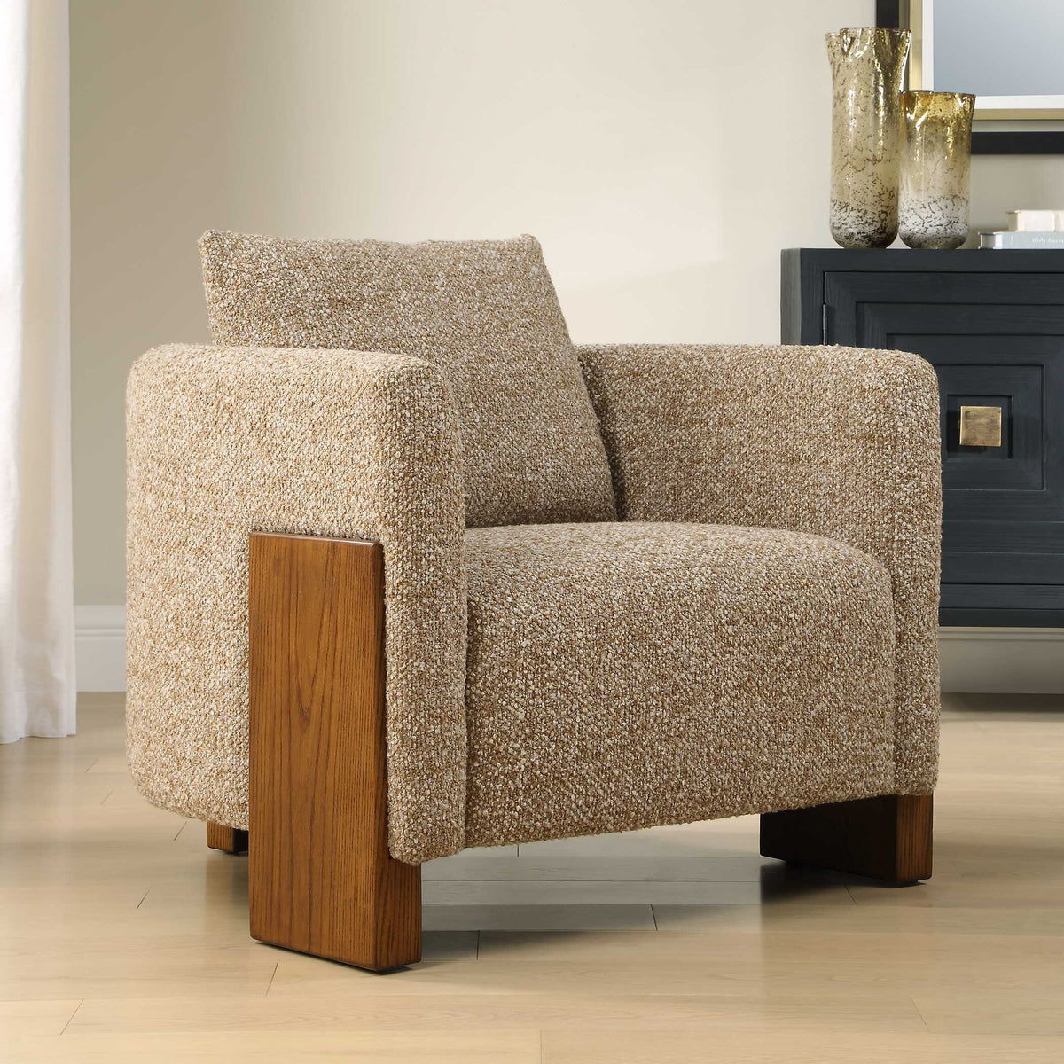 Halligan Upholstered Accent Chair - Light Brown by Uttermost - View 3