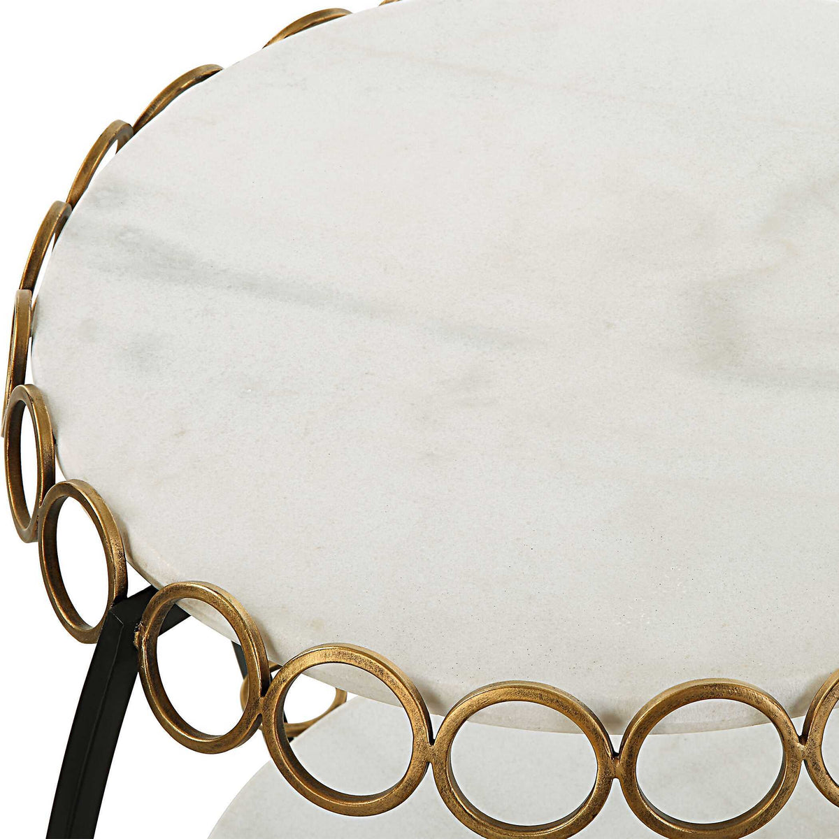 Chainlink Marble Side Table - White by Uttermost - View 6
