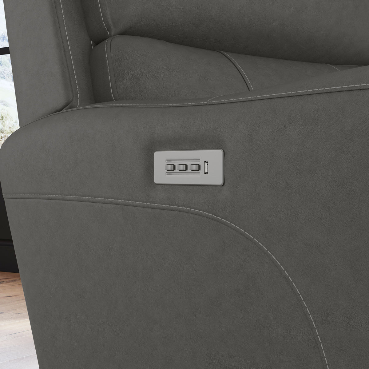 Carter Power Recliner With Power Headrest & Lumbar - Smoke | Flexsteel
