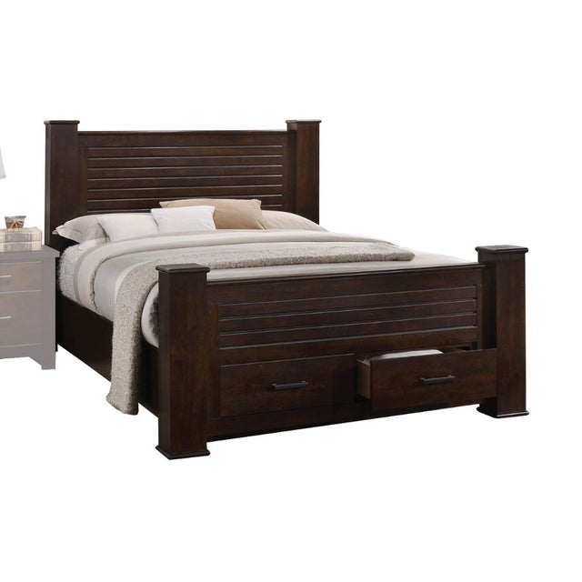Acme - Panang EK Bed W/Storage 23367EK Mahogany Finish