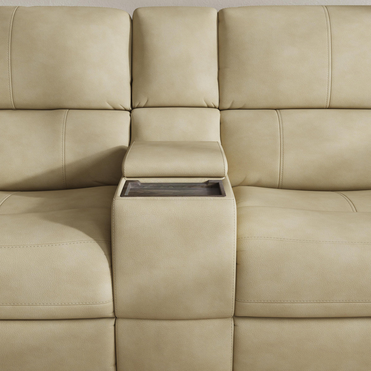 Henry Power Reclining Loveseat With Console & Power Headrests & Lumbar - Beige | Flexsteel
