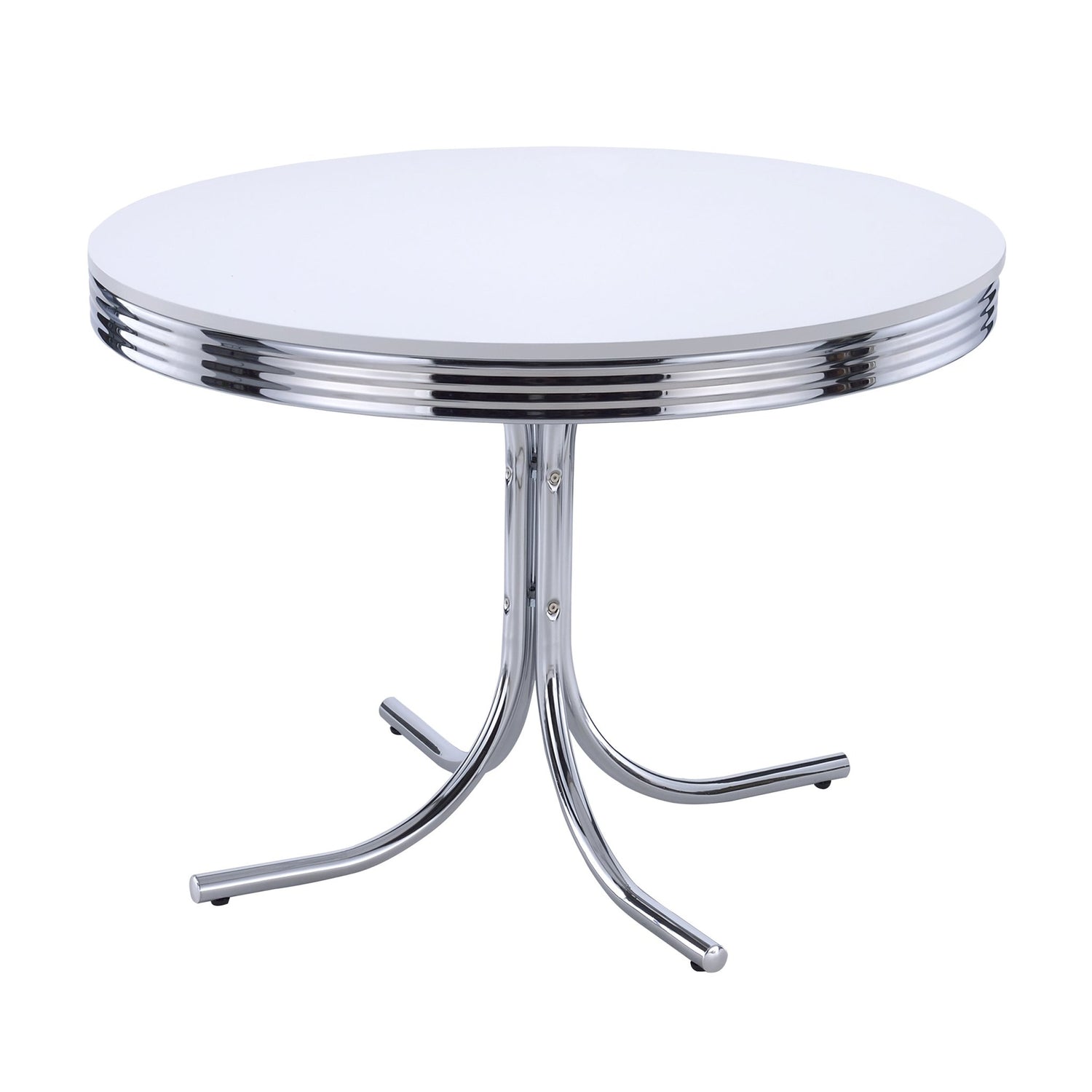 Retro 5 - piece Round Dining Set Glossy White and Red | Coaster | Home Elegance USA
