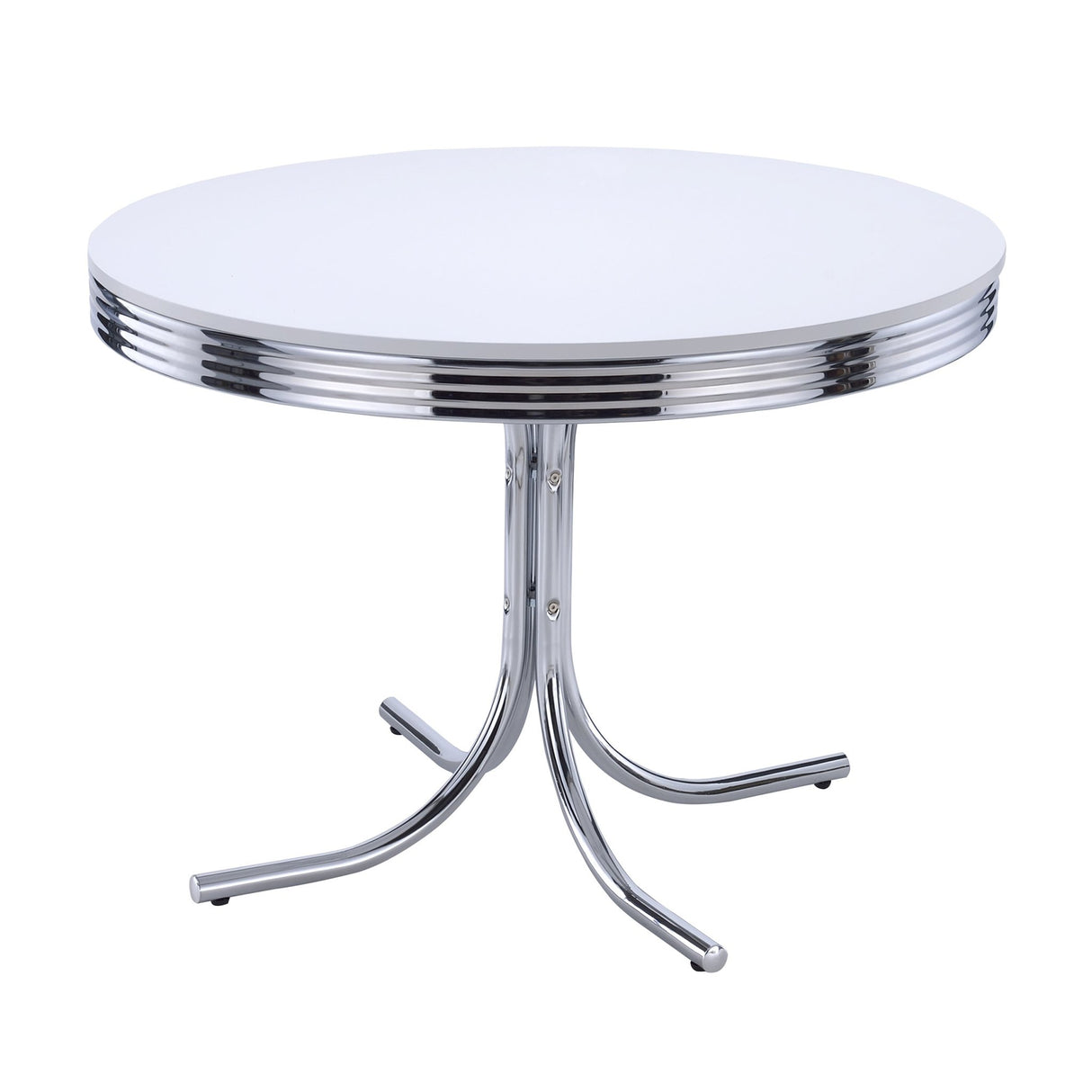 Retro 5 - piece Round Dining Set Glossy White and Black | Coaster | Home Elegance USA