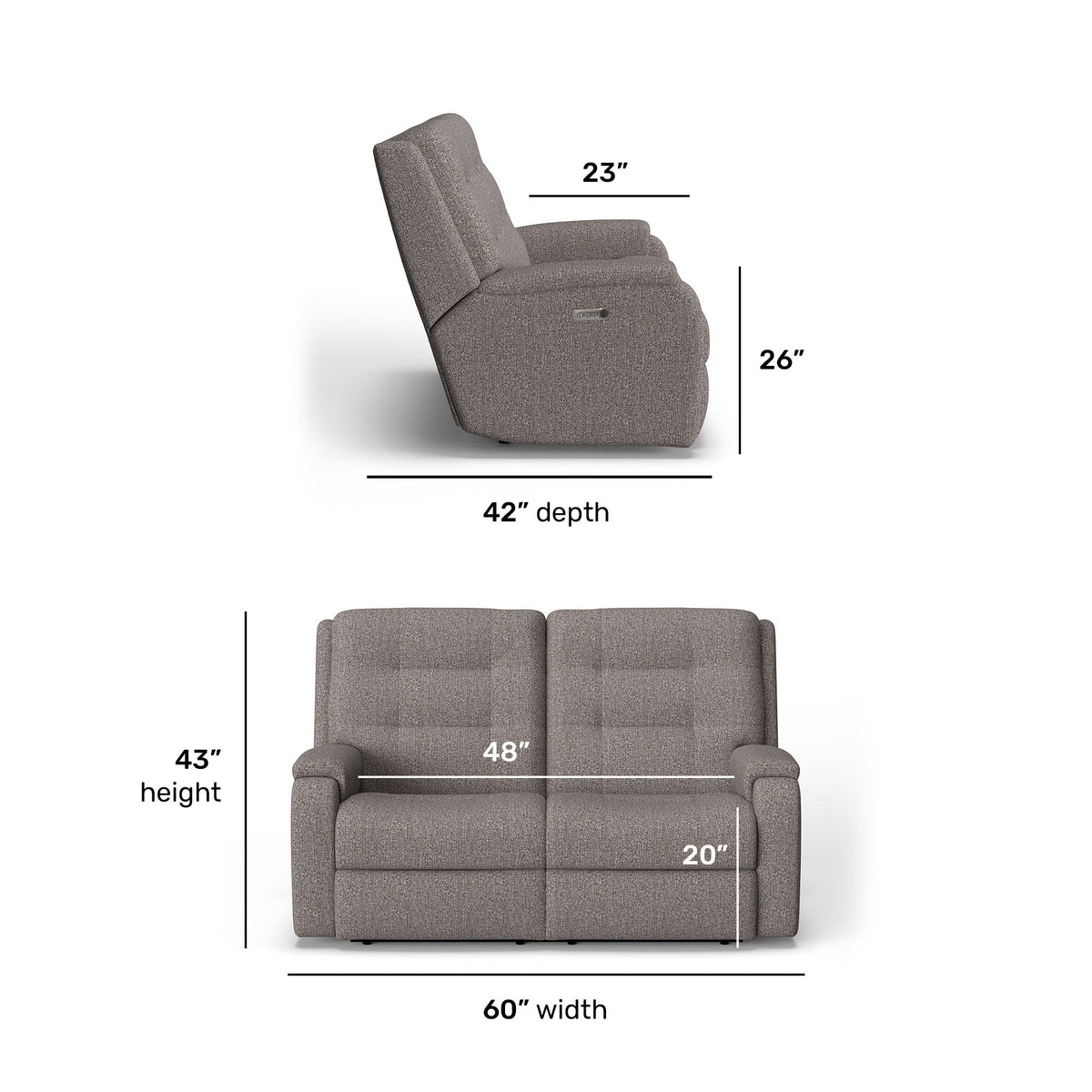 Arlo Transitional Fabric Power Reclining Loveseat With Power Headrests | Flexsteel