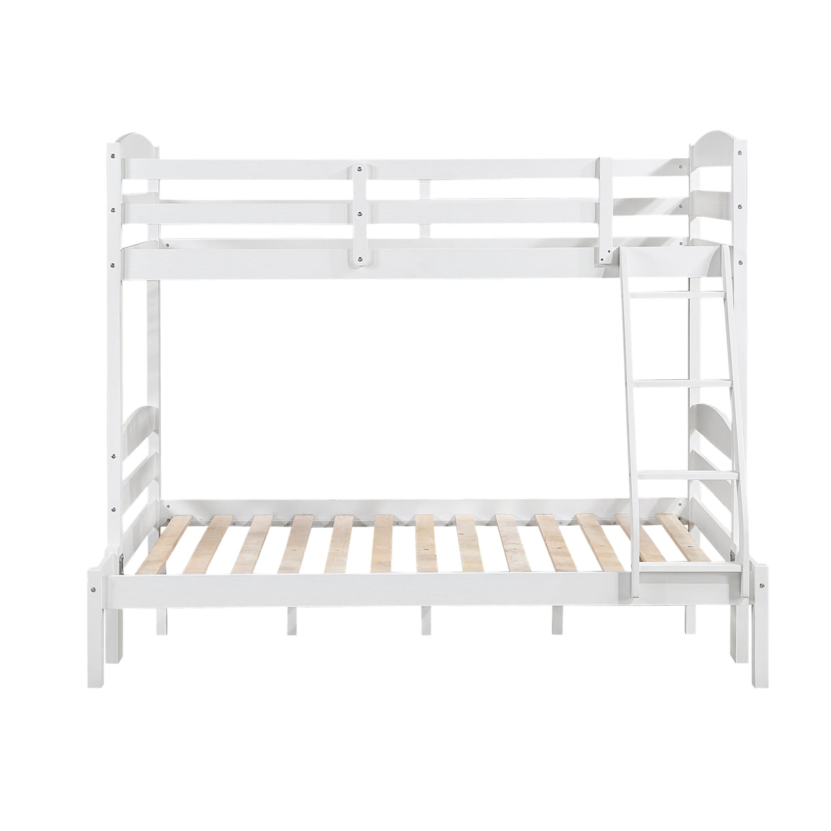 Twin over Full Bunk Bed with Guard Rails 1pc Sturdy Wood Frame White Finish Youth Bedroom Furniture - sold by Home Elegance USA