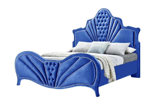 Dante EK Bed 24217EK Blue Velvet | Acme | Home Elegance USA