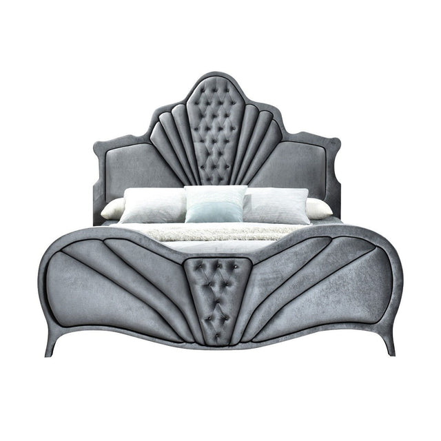 Dante Queen Bed 24230Q Gray Velvet | Acme | Home Elegance USA