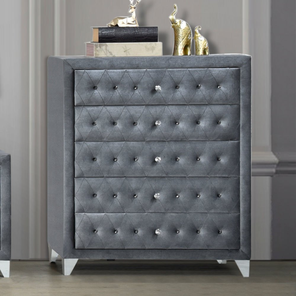 Dante Chest 24236 Gray Velvet | Acme | Home Elegance USA