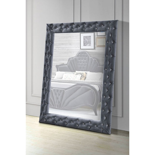 Dante Accent Floor Mirror 24237 Gray Velvet | Acme | Home Elegance USA