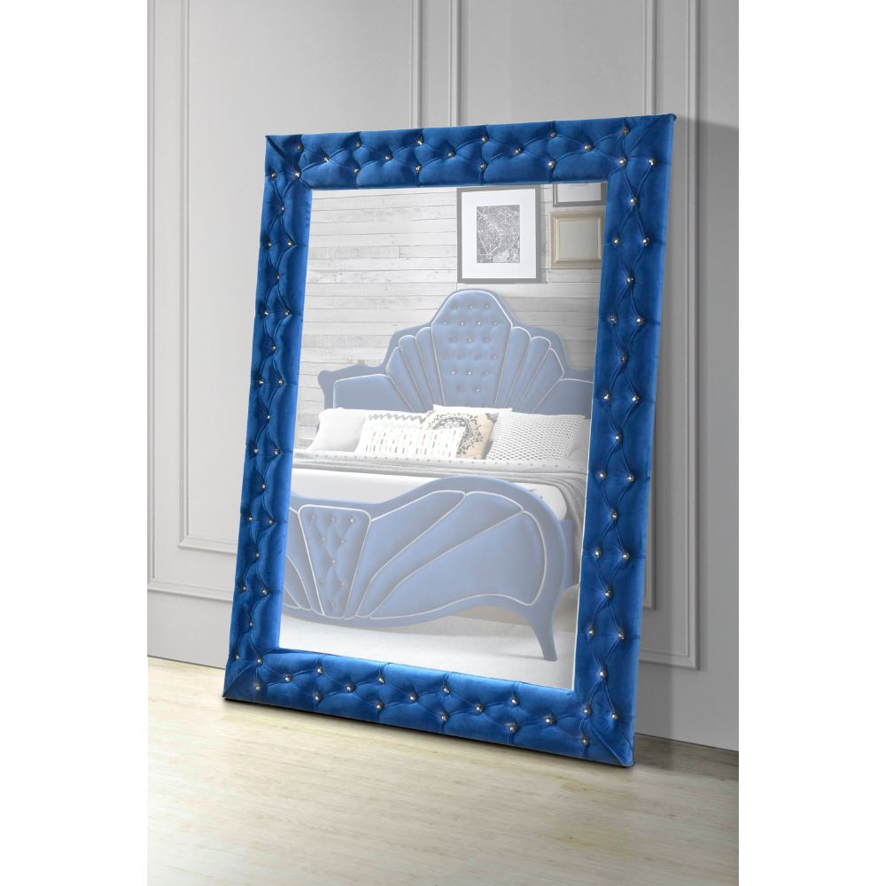 Dante Accent Floor Mirror 24238 Blue Velvet | Acme | Home Elegance USA