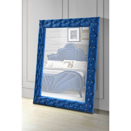 Dante Accent Floor Mirror 24238 Blue Velvet | Acme | Home Elegance USA