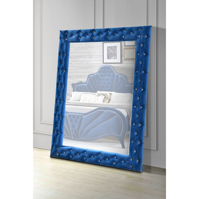 Dante Accent Floor Mirror 24238 Blue Velvet | Acme | Home Elegance USA