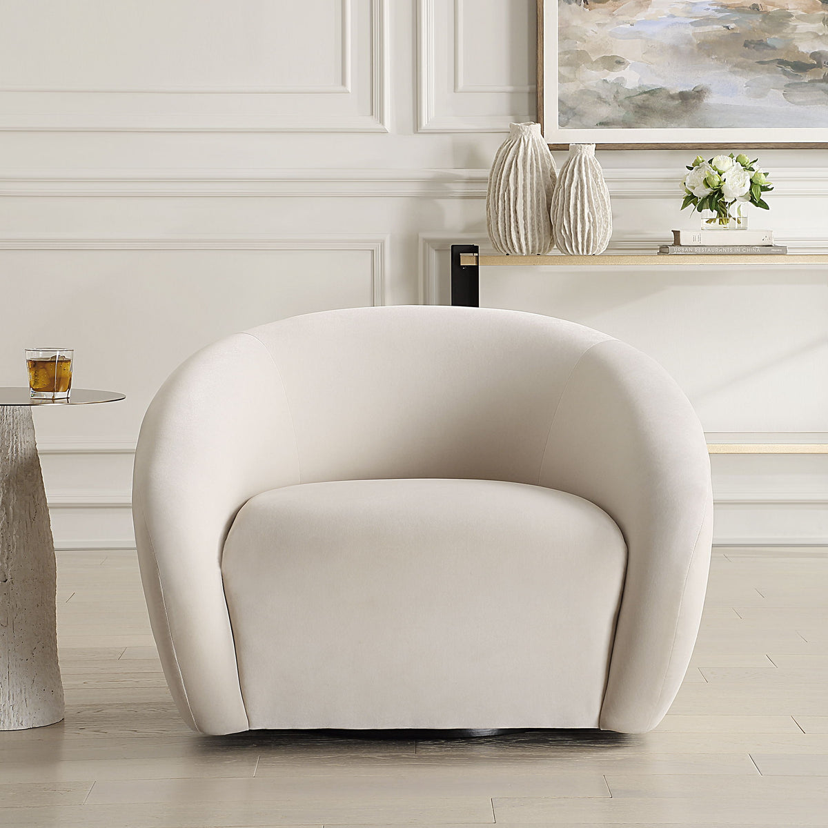 DeSoto Swivel Chair Cream - White by Uttermost - View 2