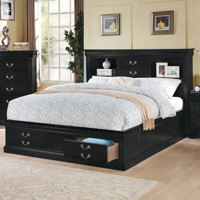 Acme - Louis Philippe III EK Bed W/Storage 24387EK Black Finish