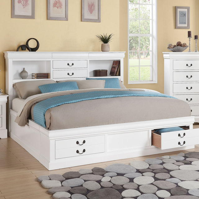 Acme - Louis Philippe III Queen Bed W/Storage 24490Q White Finish