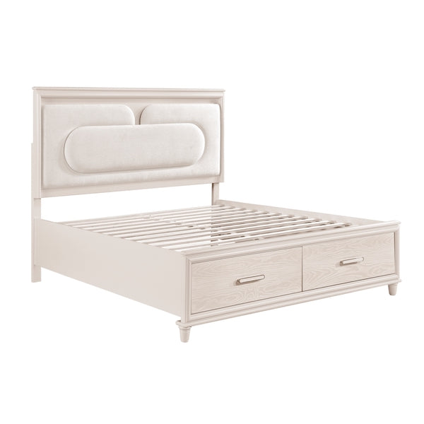 2451 Montrose White Bedroom Set with LED Headboard & Storage – Modern Design