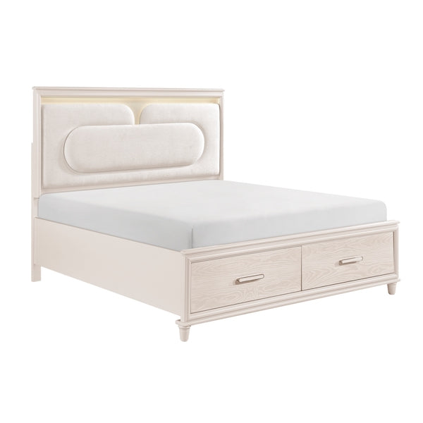 2451 Montrose White Bedroom Set with LED Headboard & Storage – Modern Design