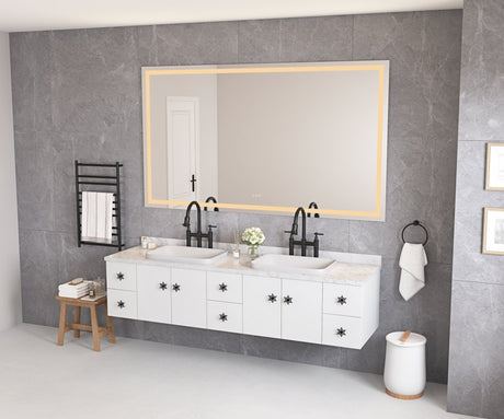 84*48 LED Lighted Bathroom Wall Mounted Mirror with High Lumen+Anti - Fog Separately Control bedroom full - length mirror bathroom led mirror hair salon mirror | Home Elegance USA