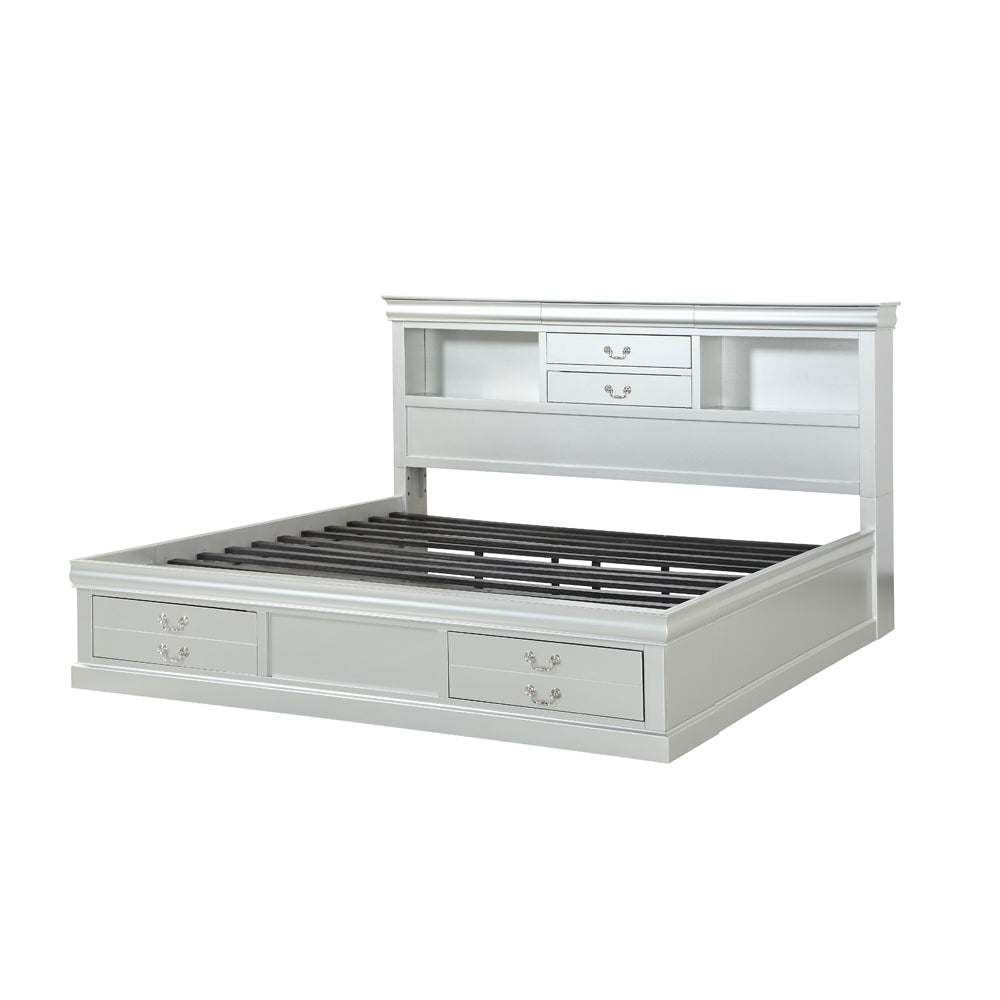 Acme - Louis Philippe III Queen Bed W/Storage 24920Q Platinum Finish