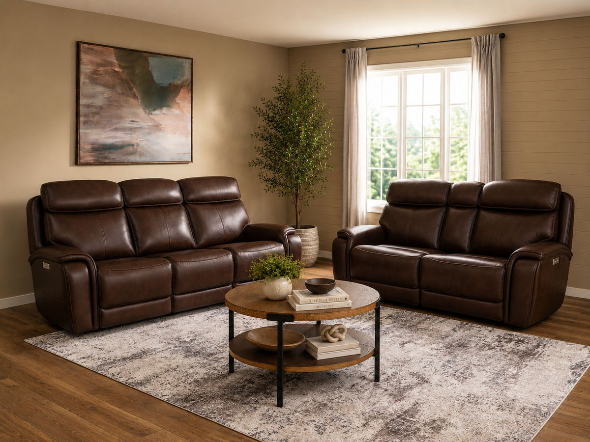Walker Power Reclining Loveseat With Power Headrest & Lumbar - Dark Brown | Flexsteel