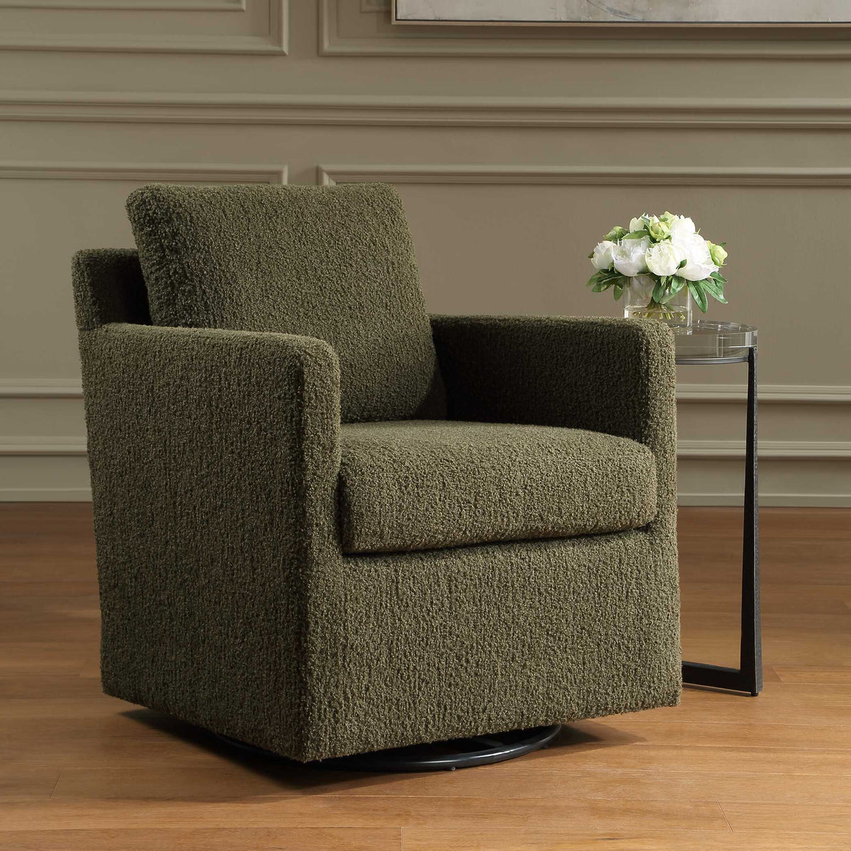 Tisdell Swivel/Glider Kale - Dark Green by Uttermost - View 3