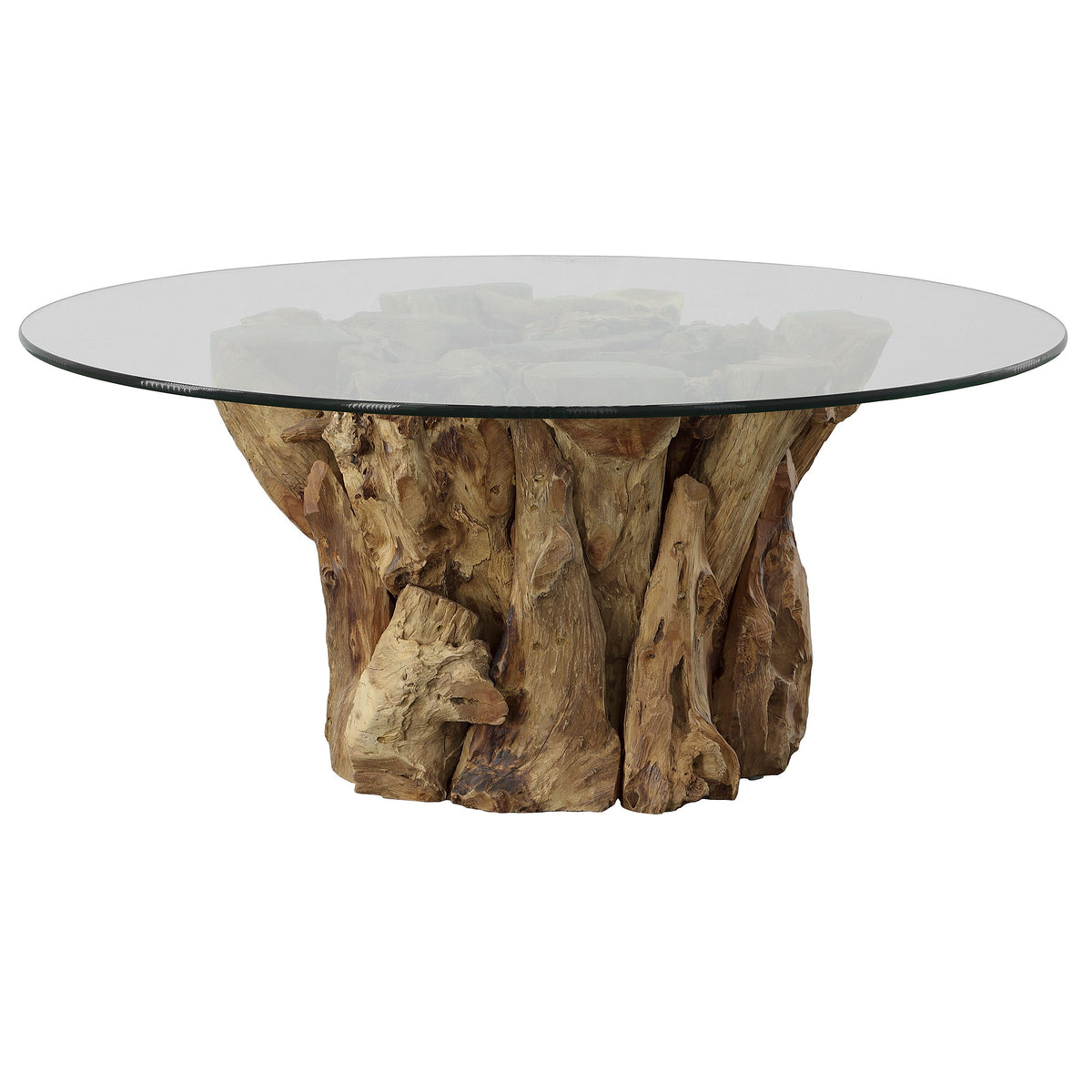 Driftwood Glass Top Large Coffee Table - Light Brown by Uttermost - View 1
