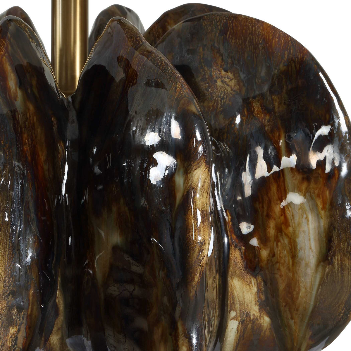 Jaudon Glass Table Lamp - Black / Dark Brown by Uttermost - View 6