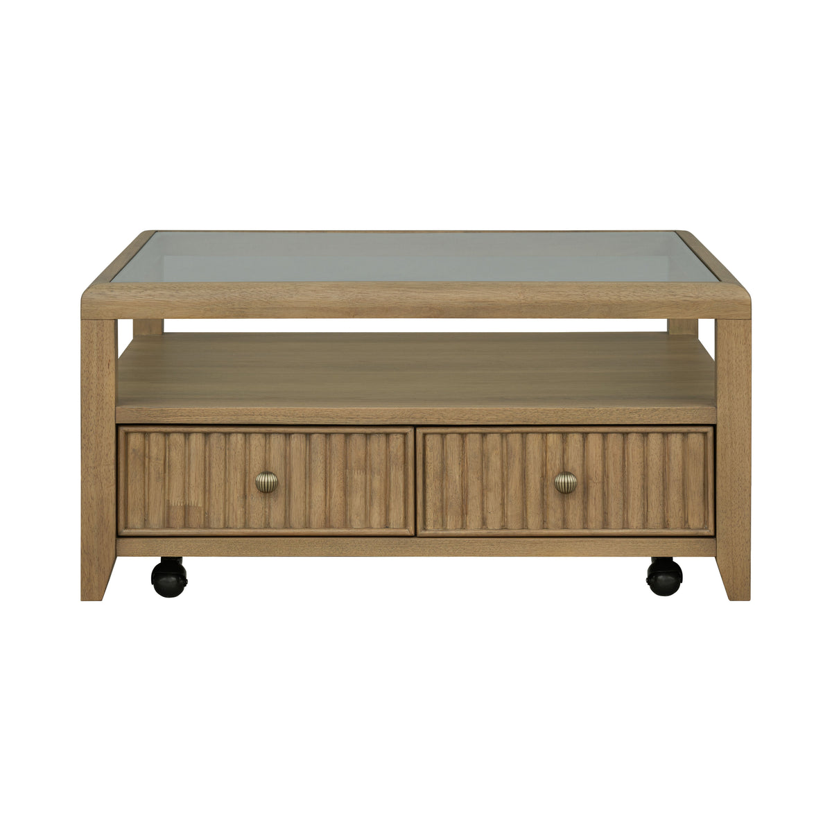 Reed Square Coffee Table With Casters - Driftwood Oak | Flexsteel