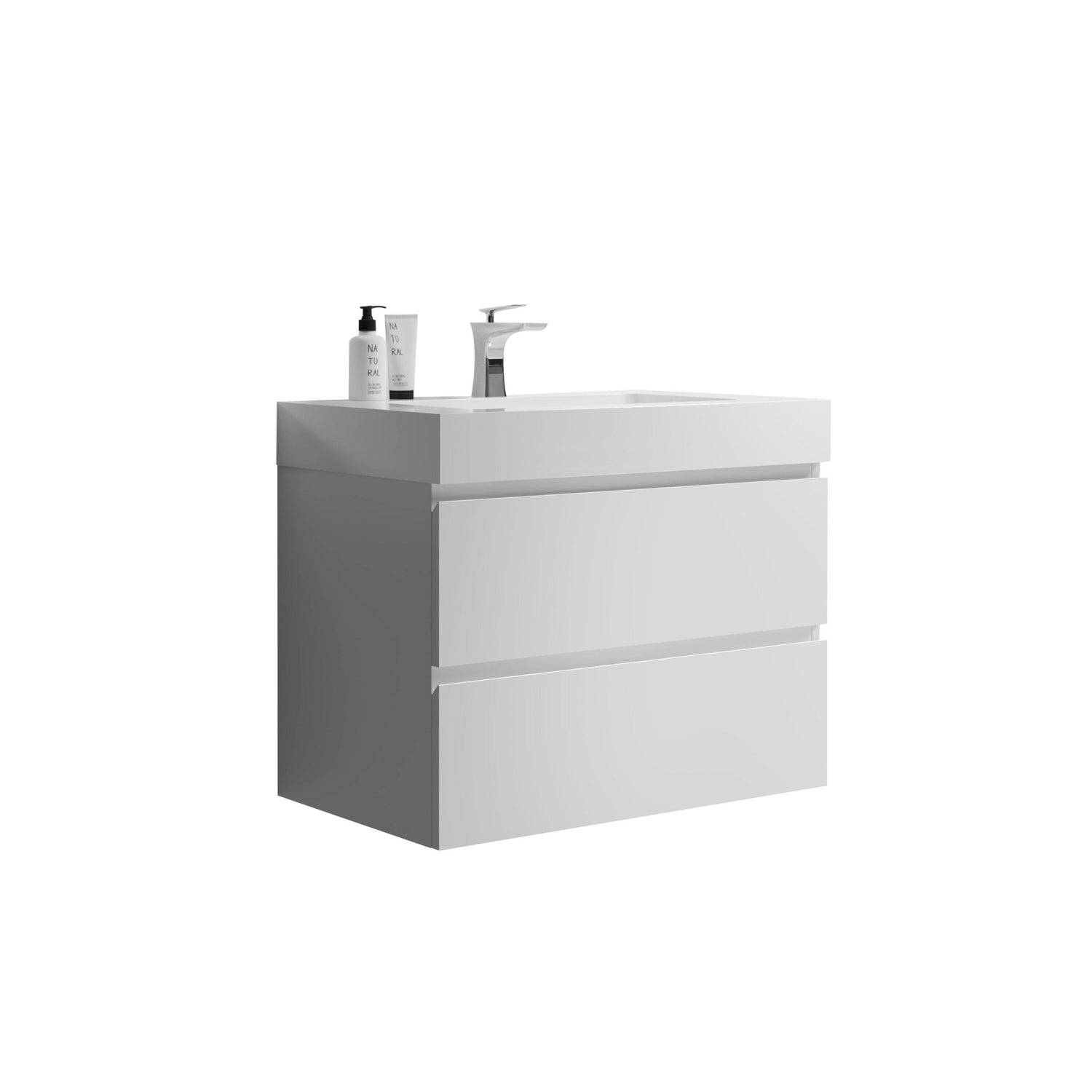 Alice 30" White Bathroom Vanity with Sink, Large Storage Wall Mounted Floating Bathroom Vanity for Modern Bathroom, One - Piece White Sink Basin without Drain and Faucet | Home Elegance USA
