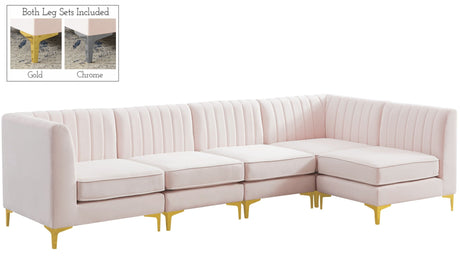 Alina - Modular Sectional 5 Piece - Pink - Fabric | Home Elegance USA