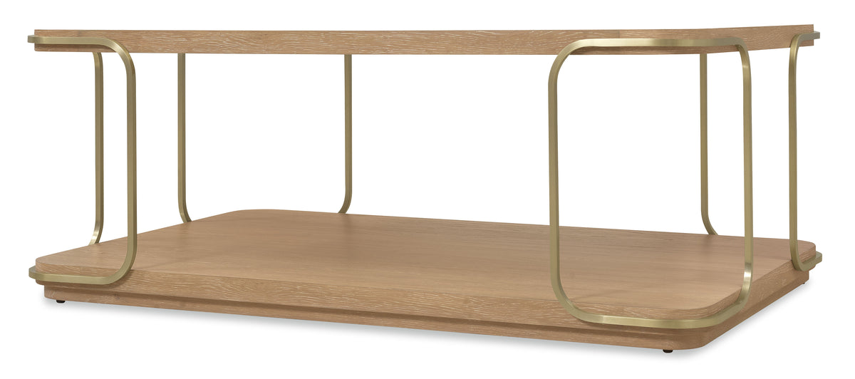 Banyon Bay Rectangle Coffee Table Desert Oak / Gold - Light Brown / Gold by Hooker Furniture - View 4