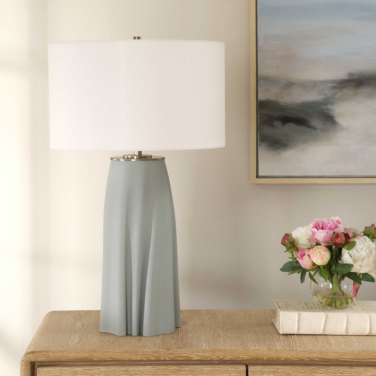 Cover Up Sculpted Table Lamp Blue / Silver - Light Blue by Uttermost - View 3