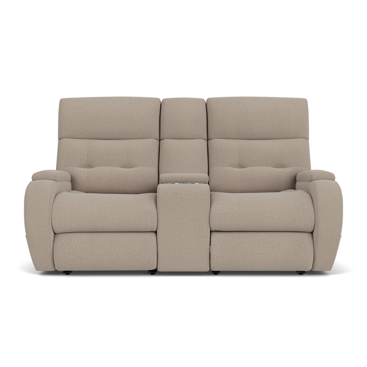 Strait Leather Power Reclining Loveseat With Console & Power Headrests | Flexsteel