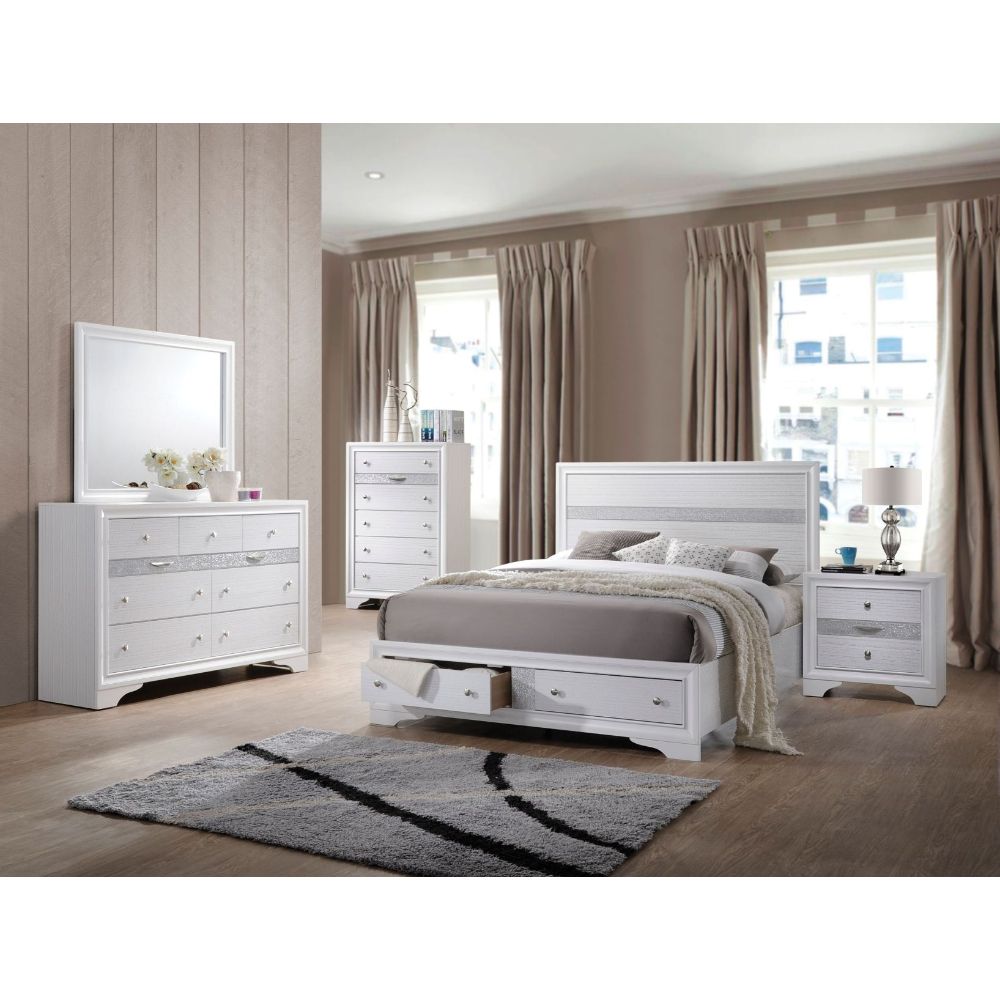 Acme - Naima EK Bed W/Storage 25767EK White Finish