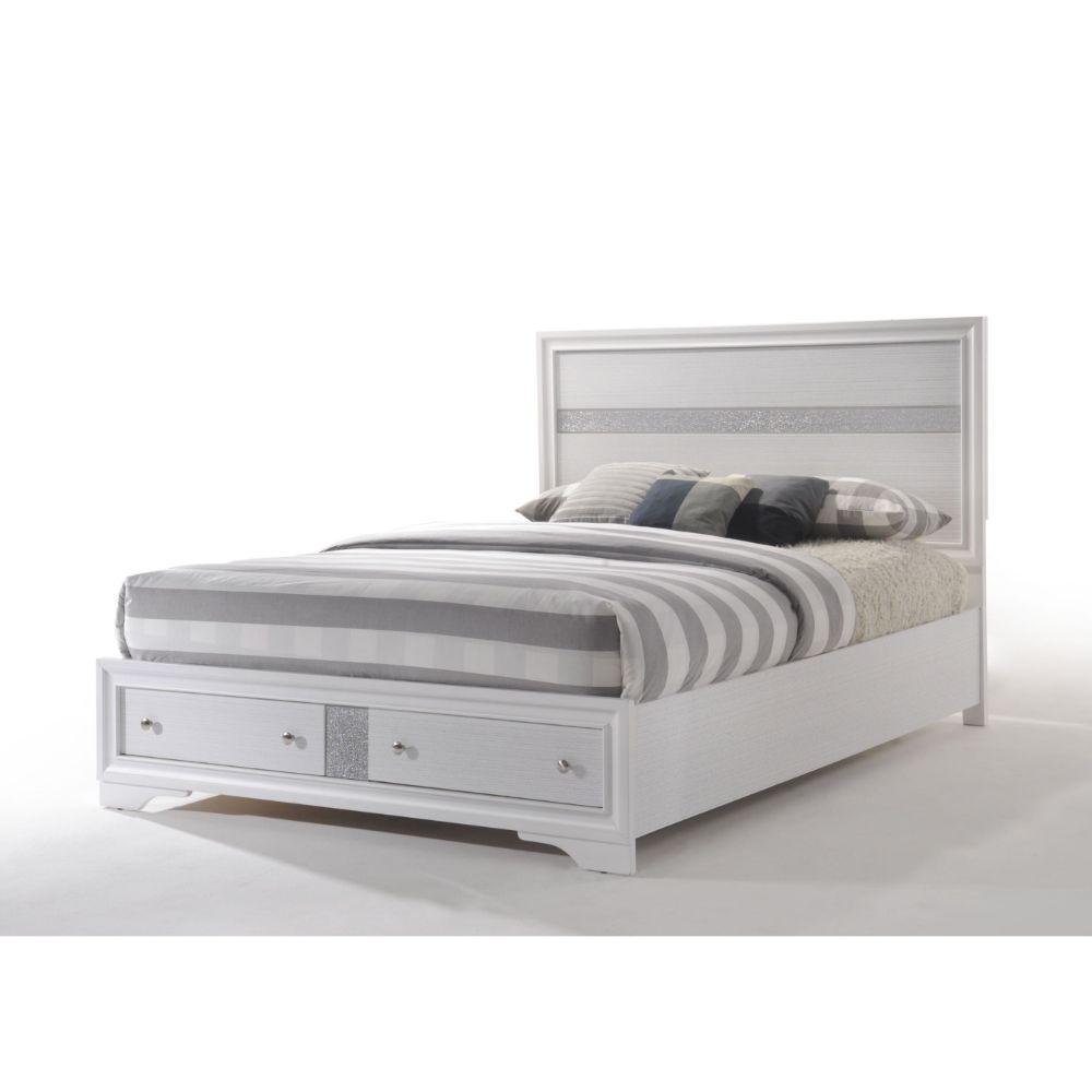 Acme - Naima EK Bed W/Storage 25767EK White Finish