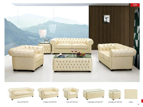 258 Contemporary Sofa And Loveseat In Ivory Color | ESF | Home Elegance USA