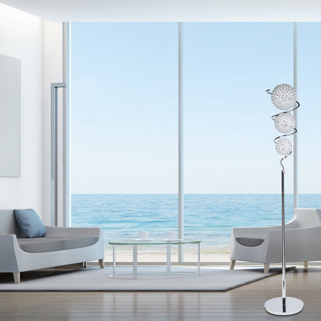 Vertical Crystal Sphere Floor Lamp // 3 Light  | Finesse - Home Elegance USA