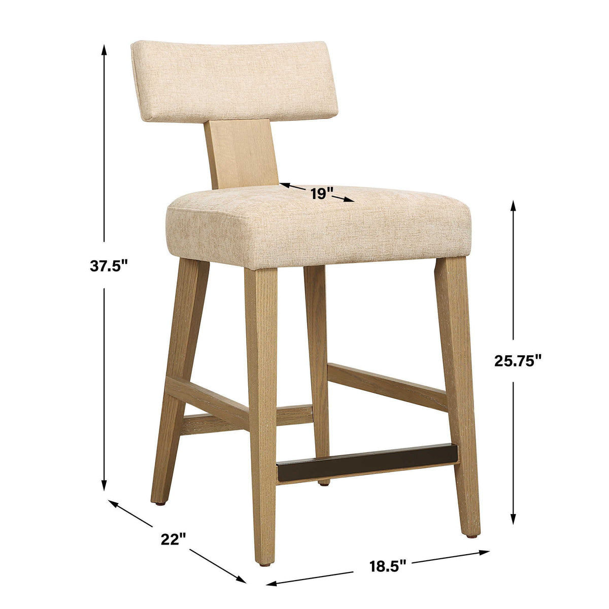 Elysian Counter Stool - Beige by Uttermost - View 8