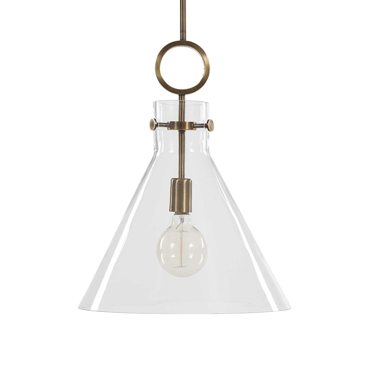Imbuto Funnel Glass 1 Light Pendant White & Gold - White / Yellow by Uttermost - View 4