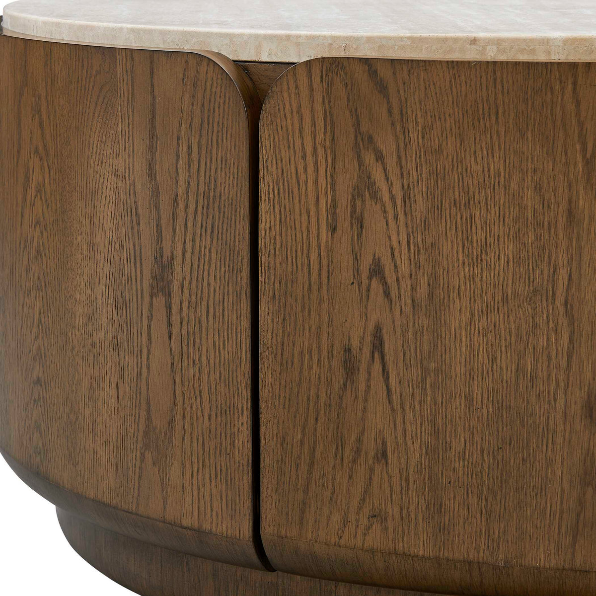 Tindall Round Travertine Coffee Table Brown / White / Woodtone - White / Dark Brown by Uttermost - View 4
