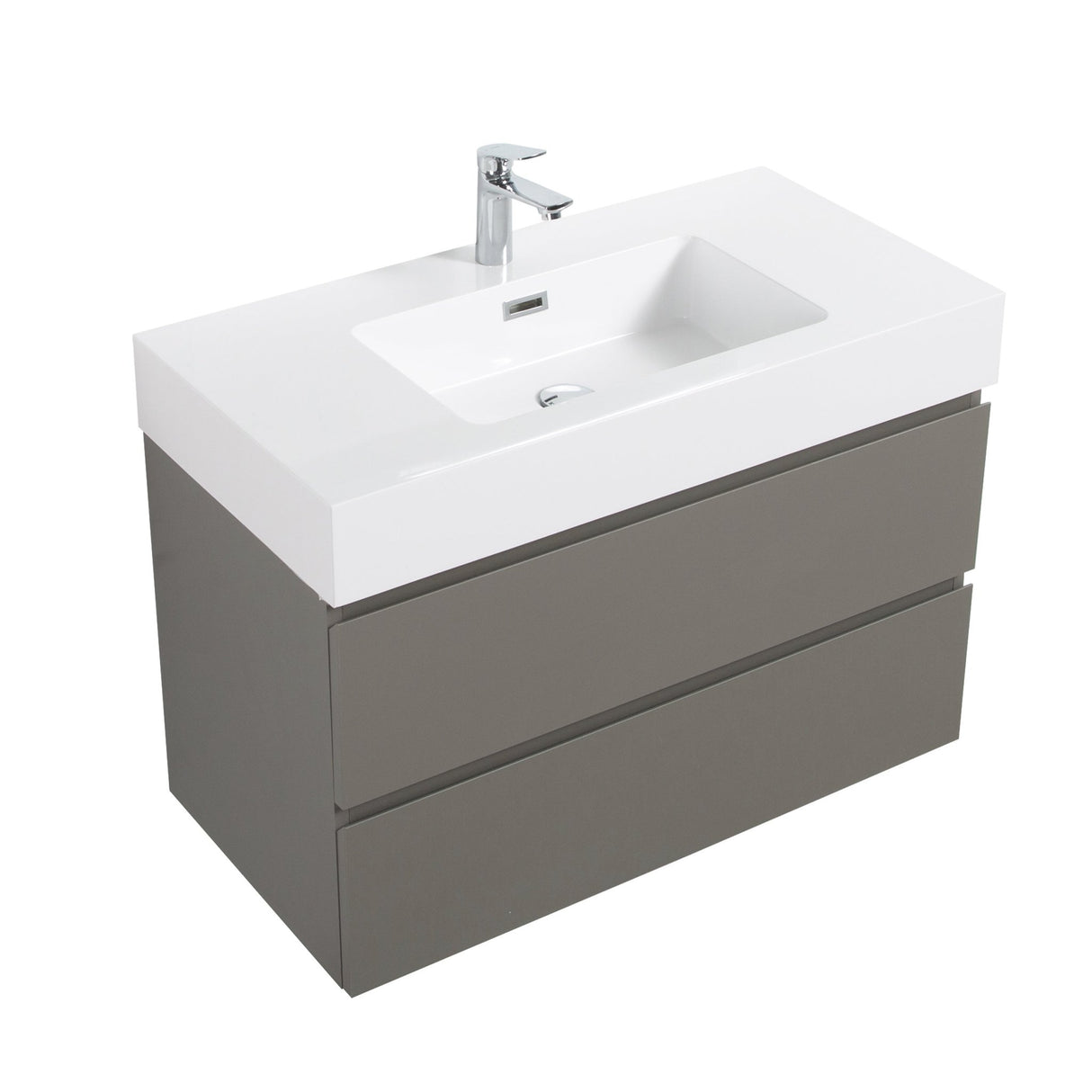 Alice 36" Gray Bathroom Vanity with Sink, Large Storage Wall Mounted Floating Bathroom Vanity for Modern Bathroom, One - Piece White Sink Basin without Drain and Faucet | Home Elegance USA