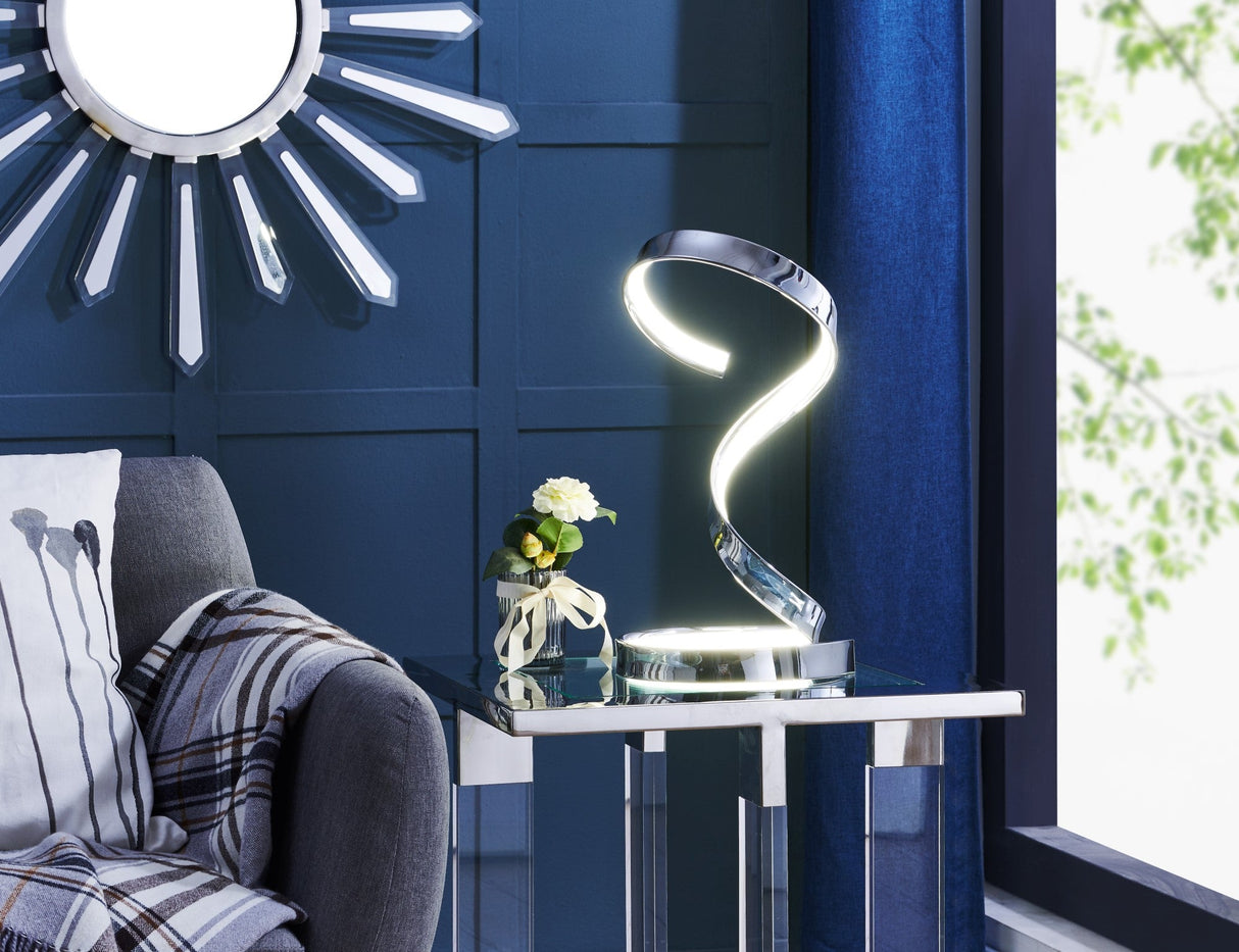 Hamburg Chrome Table Lamp // LED Strip & Dimmable Switch  | Finesse -  Home Elegance USA