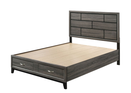 Acme - Valdemar EK Bed W/Storage 27057EK Weathered Gray Finish