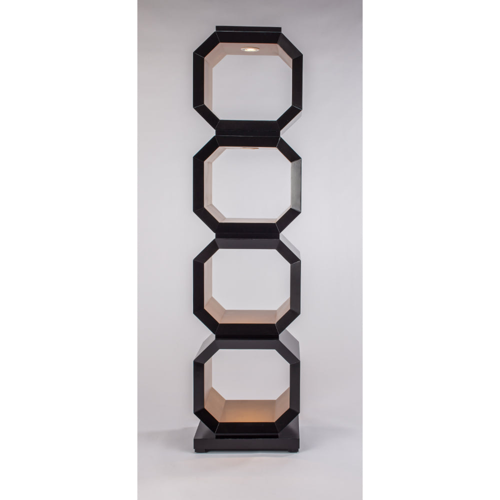 Artmax Black & Gold Etagere – Luxury Handpainted Display Cabinet with Lighting